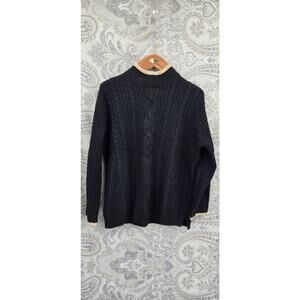 Vintage Stitches in Time cable knit fisherman sweater blk SZ Large Dark Academia